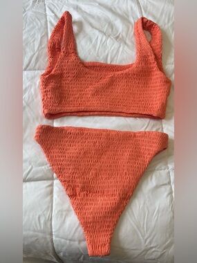 Naked Wardobe Coral Textured Swim Set